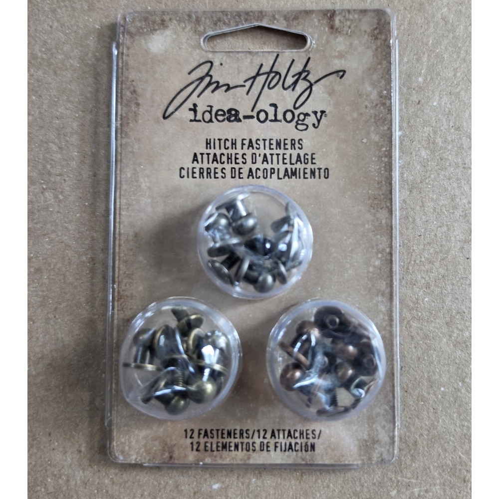 Tim Holtz Hitch Fasteners Idea-ology - 12 pieces Metal Nickel Brass Copper
